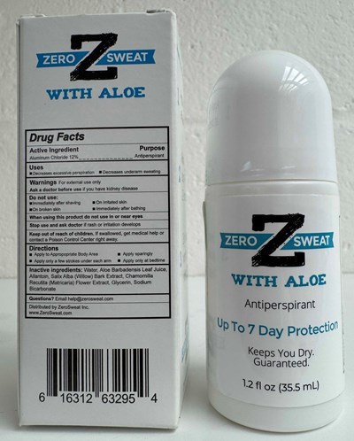Zero Sweat Antiperspirant (Zero Sweat Anti Perspirant With Aloe 1.2oz Bottle   Picture 2)